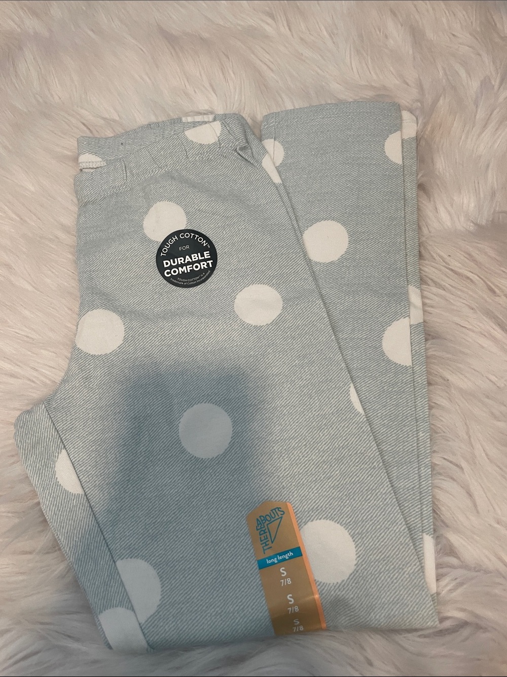 Girls Light Blue Polka Dot Leggings - Brand Unknown